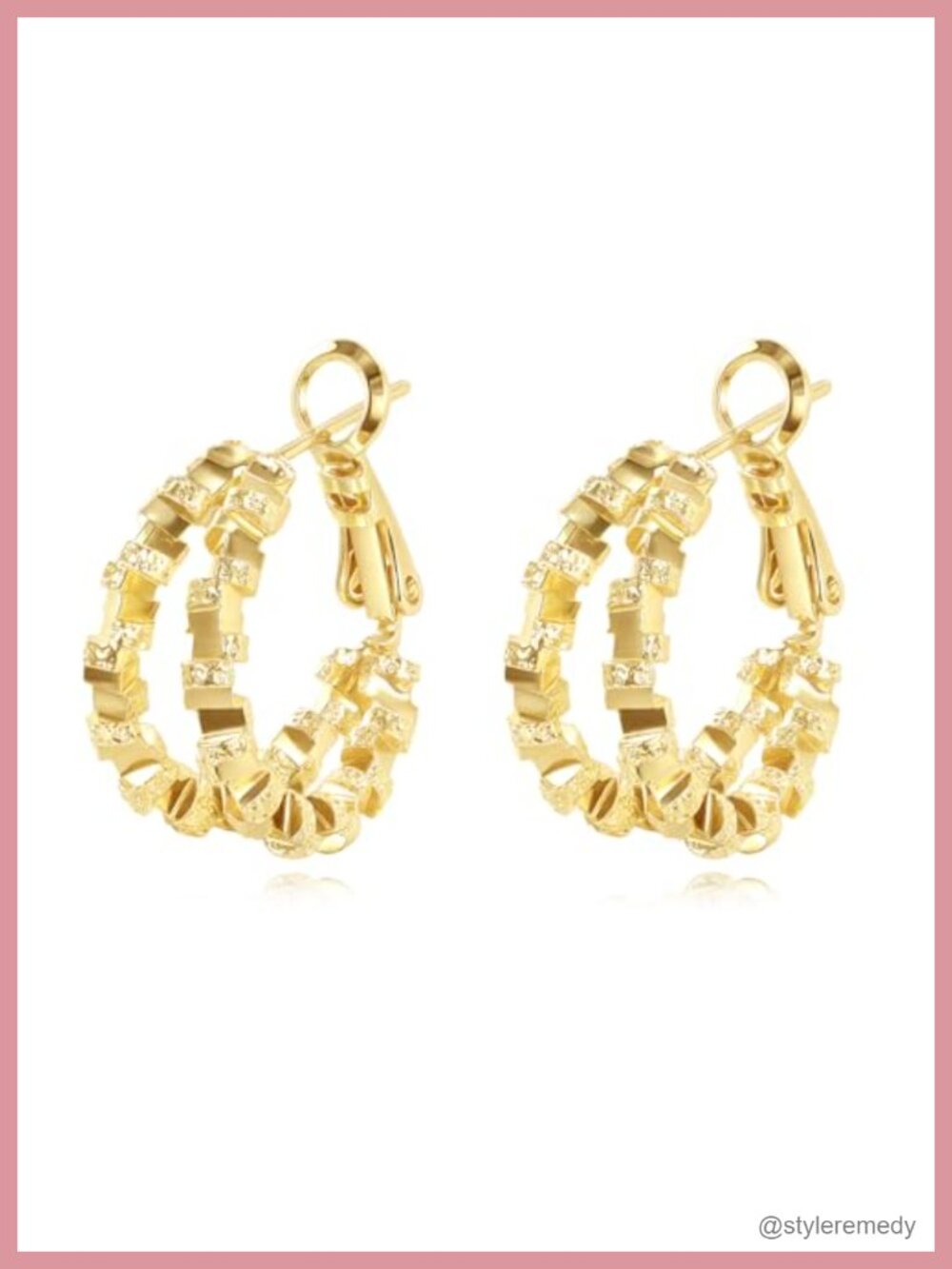 14K Gold Filled Geometric Cluster Hoop Earrings Lightweight Hypoallergenic